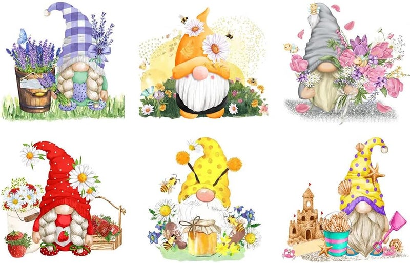 Tiwabb Gnome Cross Stitch Kits for Adults - 6 Pack Stamped Crossstitching Kits Preprinted 11 Count Cross-Stitch Kit for Beginner, 11CT Prestamped Easy Pattern Needlepoint Kits Crafts for Decor 11.8x11.8inch - Image 1